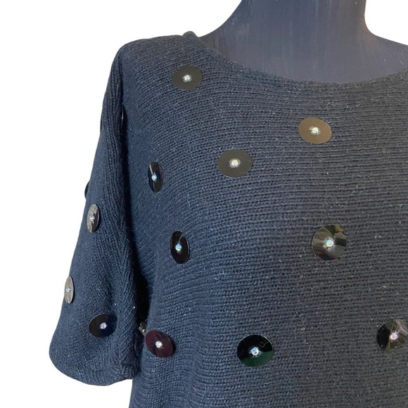 Vintage Bonnie Boerer & Company Black Short Sleeve Embellished Sweater - Picture 5 of 16